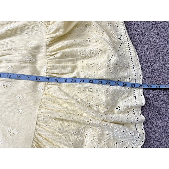 Lucky Brand pintuck bodice tiered mini dress Lemon Yellow Size M - Picture 9 of 9